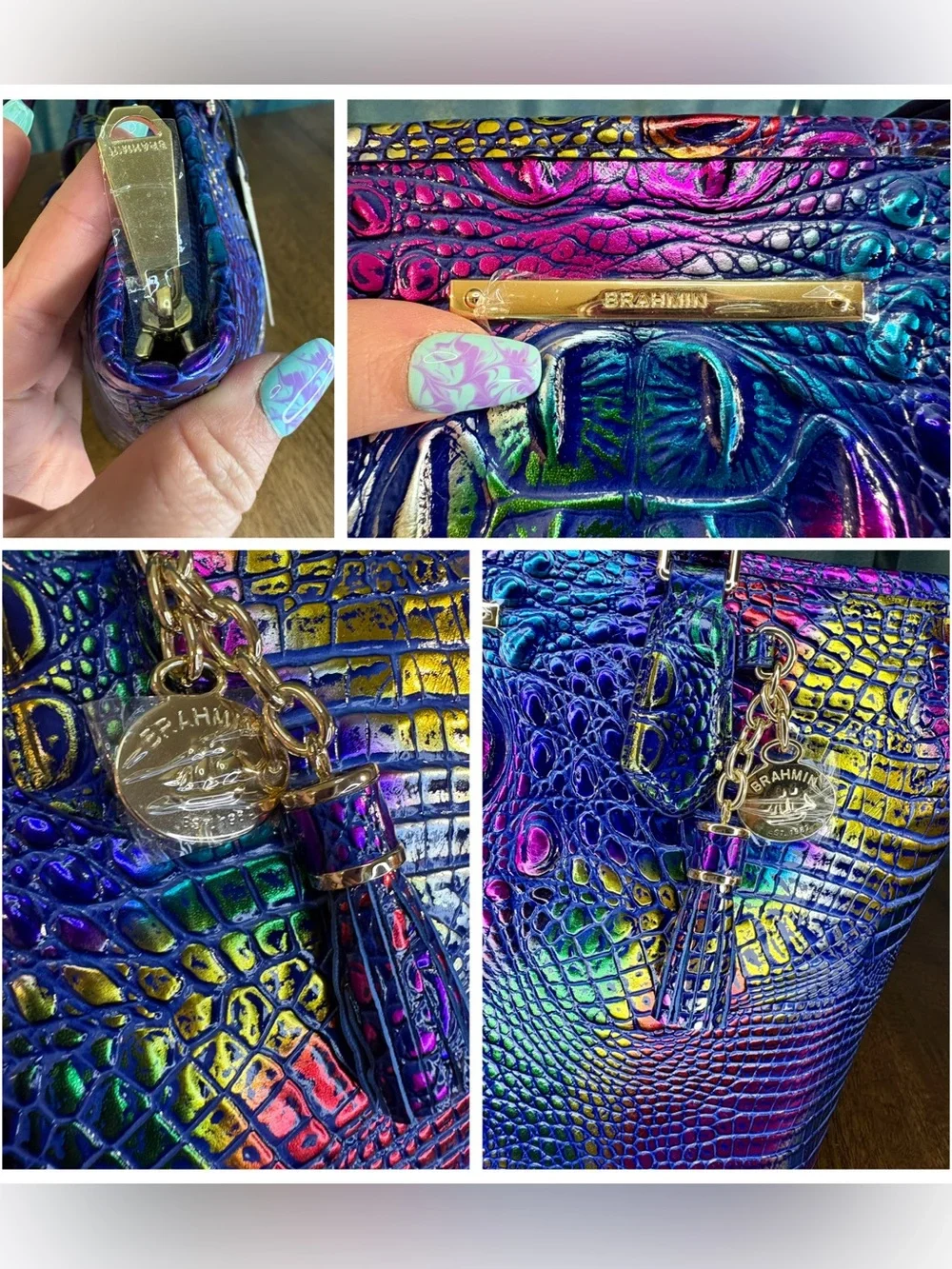 Brahmin NWT Md Asher - Spotlight - Metallic Rainbow - Front EYE - Rare, HTF